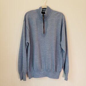 Orvis Merino Wool 1/4 Zip Pullover Light Blue Sweater Mens Size XL